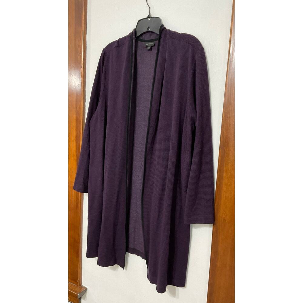 J. Jill Wearever Purple Open Front Cardigan Houndstooth Womens X-Large Pockets - Picture 4 of 7